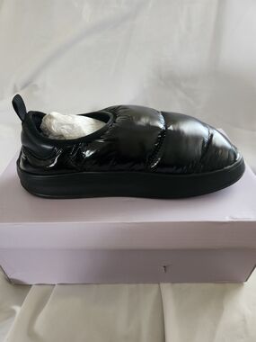 Madden Girl Black Quilted Puffer Slip-On Ankle Bootie